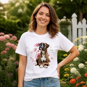 Brindle Boxer Dog & Wildflowers T-Shirt