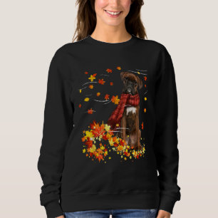 Brindle Boxer Fall Red Scarf Autumn Leaf Gift For  Sweatshirt