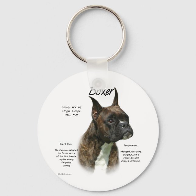 Brindle Boxer History  Keychain (Front)