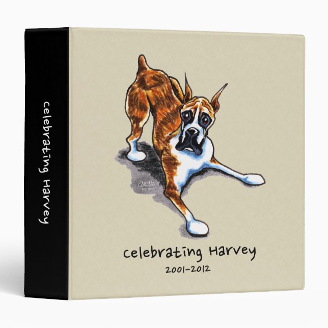 Brindle Boxer Personalized Memory Photo Album Binder (Front/Spine)