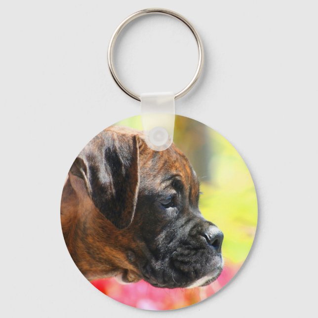 Brindle Boxer puppy keychain (Front)