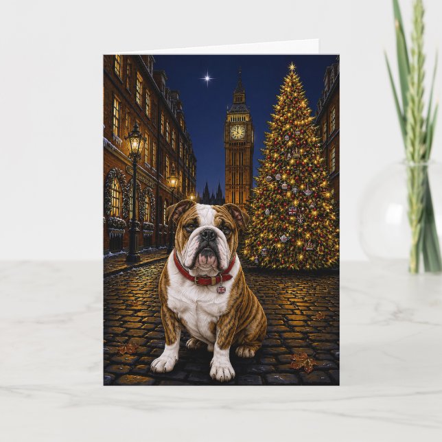 Brindle Bulldog Holiday  Card (Front)