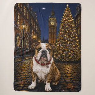 Brindle Bulldog Holiday  Sherpa Blanket