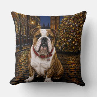 Brindle Bulldog Holiday  Throw Pillow