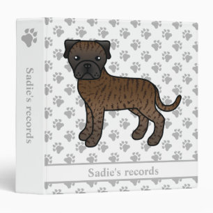 Brindle Bullmastiff Cute Cartoon Dog & Text Binder
