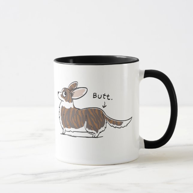 Brindle Cardigan Corgi Butt Mug (Right)
