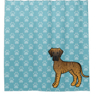 Brindle Cartoon Great Dane Dog On Blue