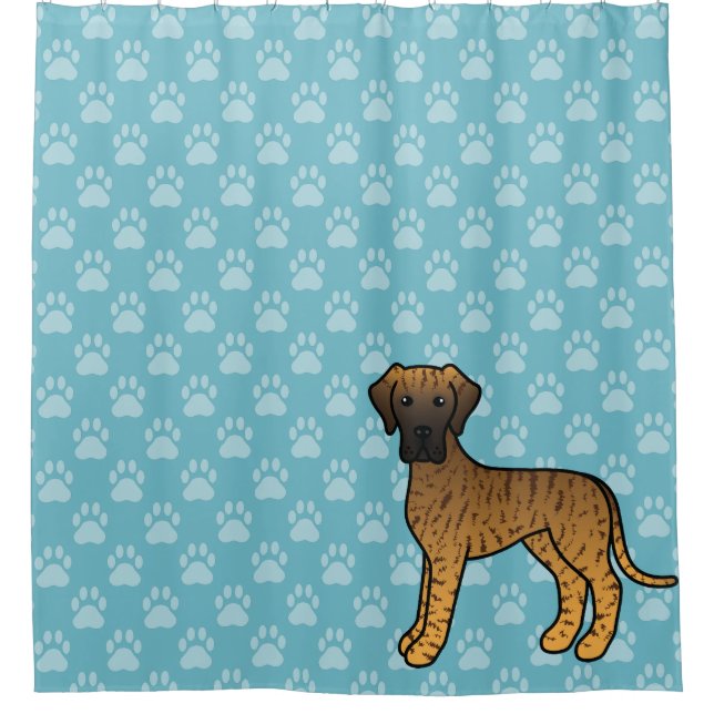 Brindle Cartoon Great Dane Dog On Blue (Front)