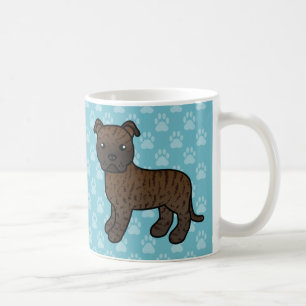Brindle Cartoon Staffordshire Bull Terrier Coffee Mug