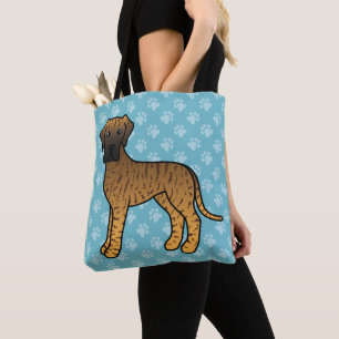 Brindle Coat Pattern Great Dane Cartoon Dog Tote Bag