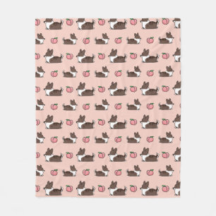 Brindle Corgi Peach Sploot Fleece Blanket