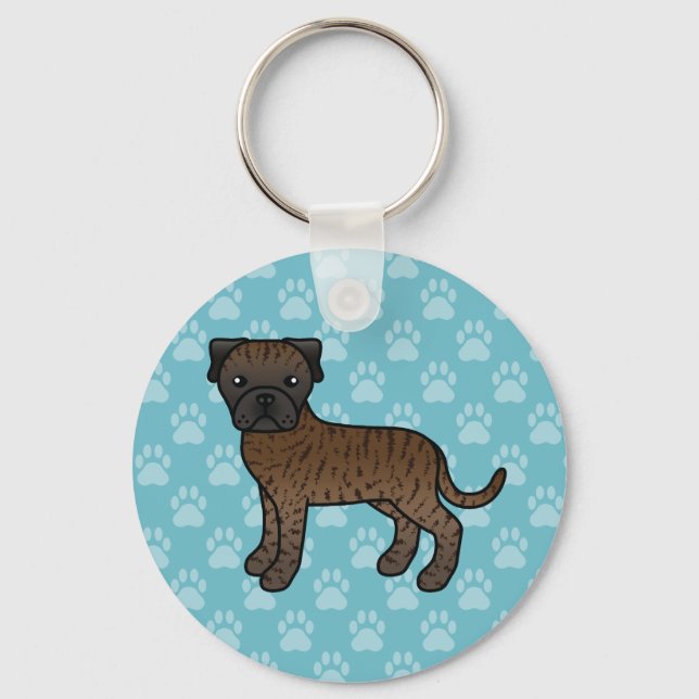 Brindle Cute Bullmastiff Dog Keychain (Front)