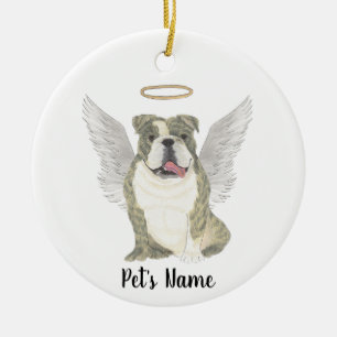 Brindle English Bulldog Sympathy Memorial Ceramic Ornament