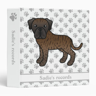 Brindle English Mastiff Cute Cartoon Dog & Text Binder