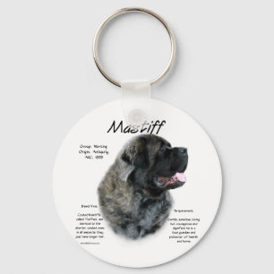 Brindle Fluffy Mastiff History Keychain