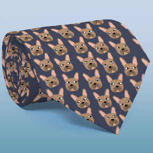 Brindle French Bulldog Blue Neck Tie