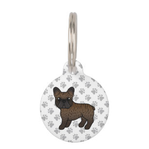Brindle French Bulldog Cartoon Dog & Pet's Info Pet Tag