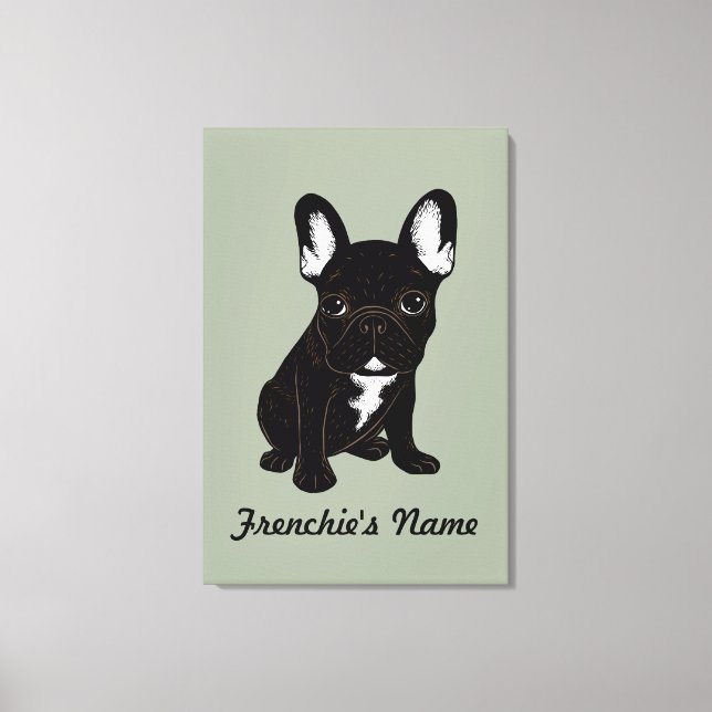 Brindle French Bulldog (Custom Name) Canvas Print (Front)