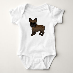 Brindle French Bulldog Cute Cartoon Dog Baby Bodysuit