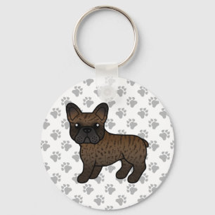 Brindle French Bulldog Cute Cartoon Dog Keychain