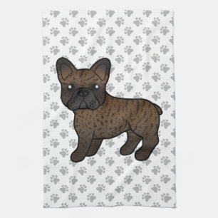 Brindle French Bulldog Cute Cartoon Dog Kitchen Towel