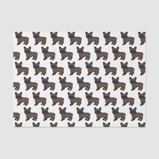 Brindle French Bulldog Cute Cartoon Dog Pattern Tissue Paper (Front)