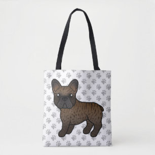 Brindle French Bulldog Cute Cartoon Dog Tote Bag