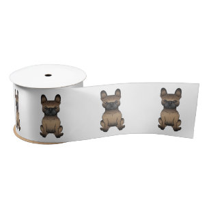 Brindle French Bulldog / Frenchie Cute Cartoon Dog Satin Ribbon