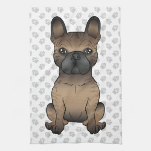 Brindle French Bulldog / Frenchie Cute Dog & Paws Kitchen Towel