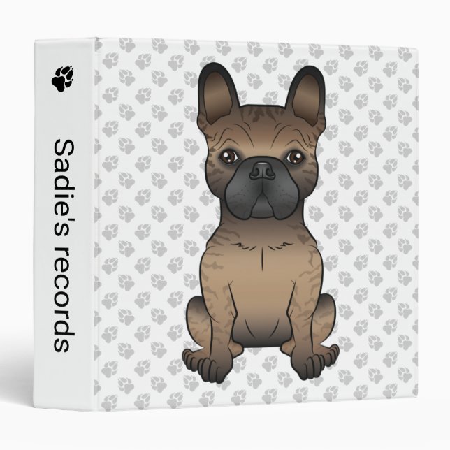 Brindle French Bulldog / Frenchie Cute Dog & Text Binder (Front/Spine)