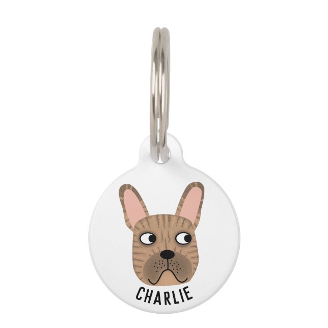 Brindle French Bulldog Pet ID Tag (Front)