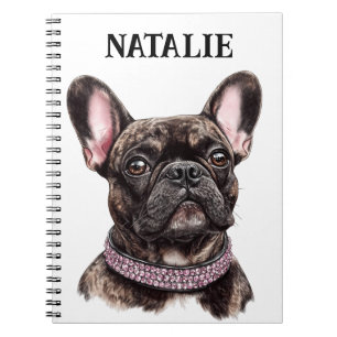 Brindle French Bulldog Portrait Personalized  Notebook