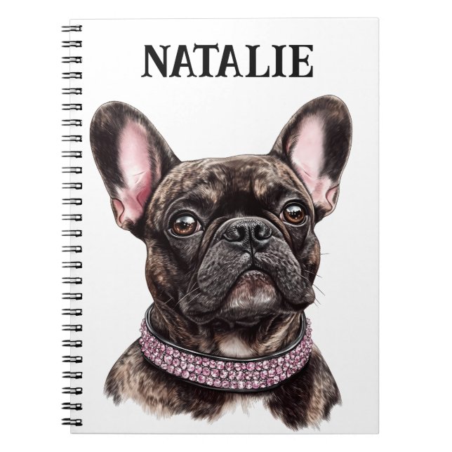Brindle French Bulldog Portrait Personalized  Notebook (Front)