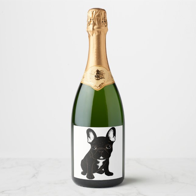 Brindle French Bulldog Sparkling Wine Label (Front)