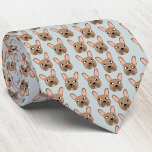 Brindle French Bulldog Tie<br><div class="desc">A fun little Brindle French Bulldog or Frenchie pattern on a duck egg blue background. Great for all dog lovers, pet sitters, dog walkers and veterinarians. Original art by Nic Squirrell.</div>