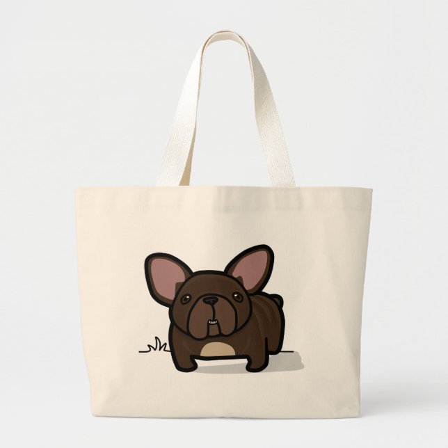 Brindle Frenchie Large Tote Bag (Front)