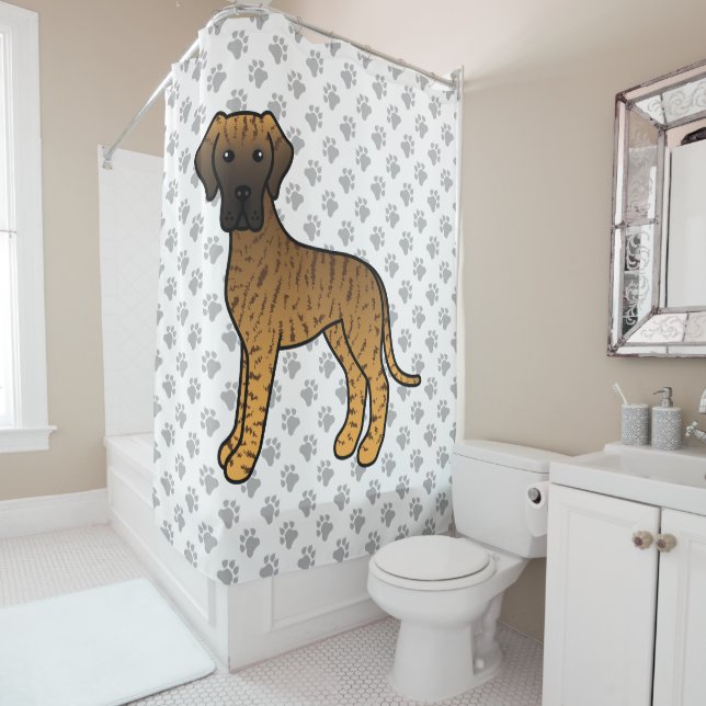 Brindle Great Dane Cute Cartoon Dog (In Situ)