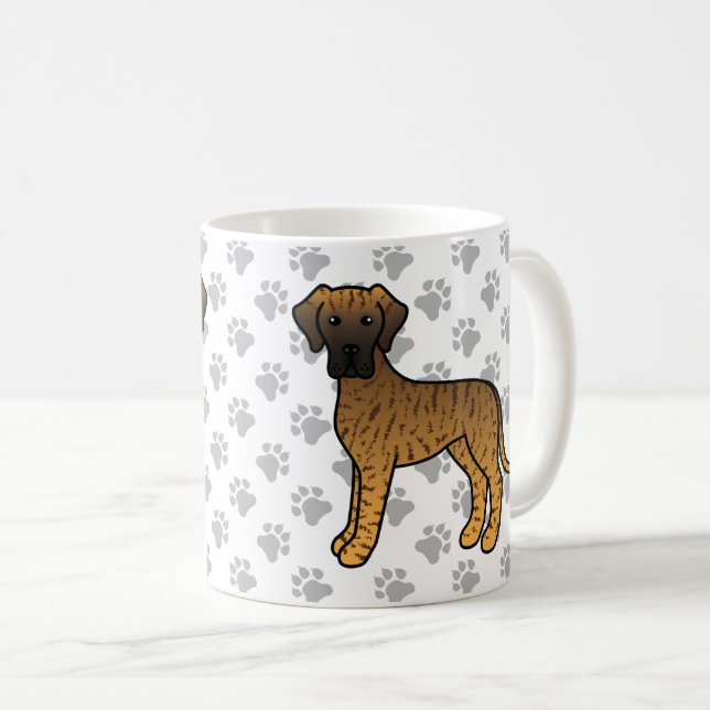Brindle Great Dane Cute Cartoon Dog Coffee Mug (Front Right)