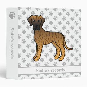 Brindle Great Dane Cute Cartoon Dog & Text Binder