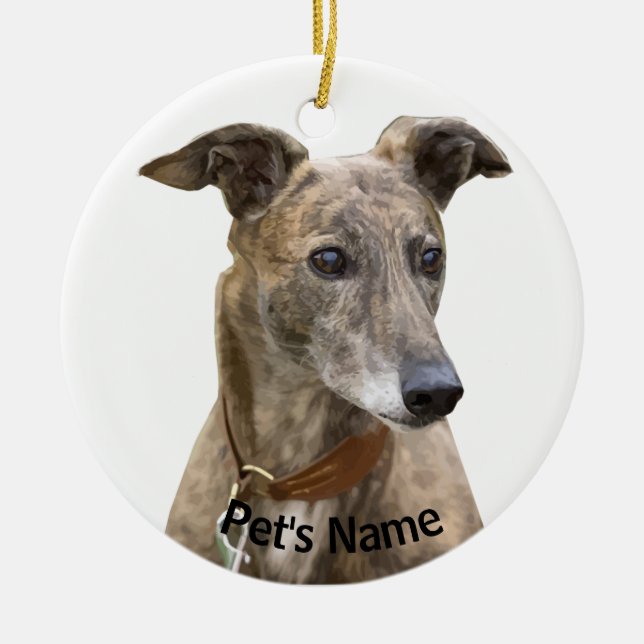 Brindle Greyhound Ceramic Ornament (Front)