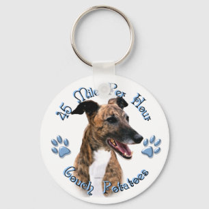 Brindle Greyhound Couch Potato Keychain