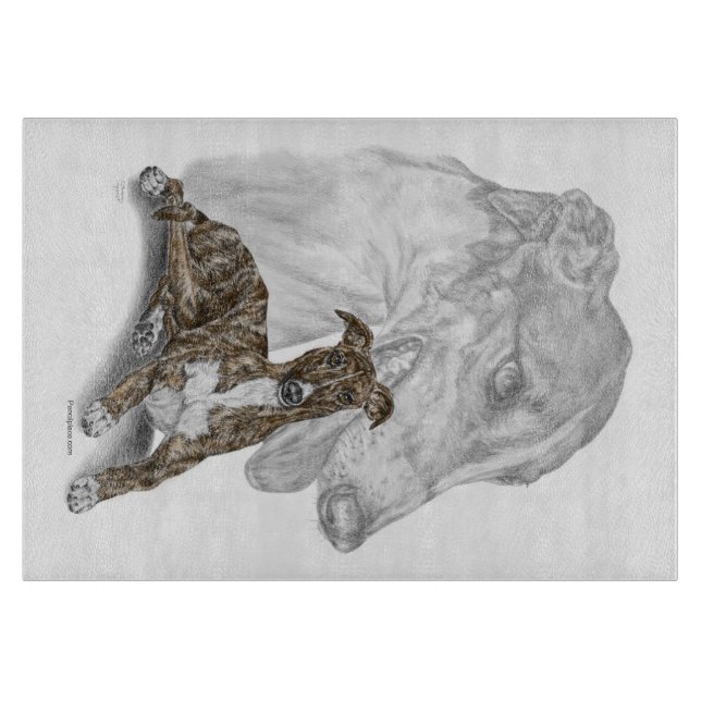 Brindle Greyhound Dog Art Cutting Board (Front)