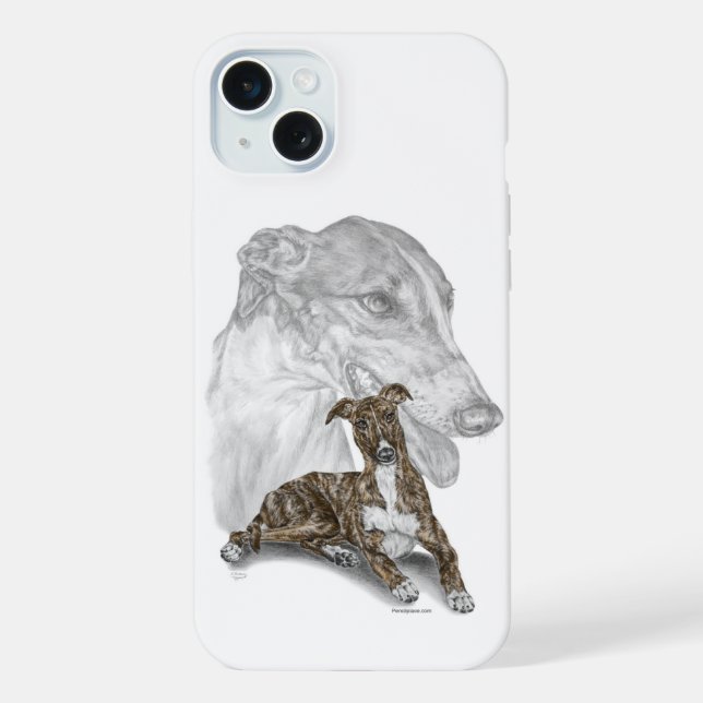 Brindle Greyhound Dog Art iPhone Case (Back)