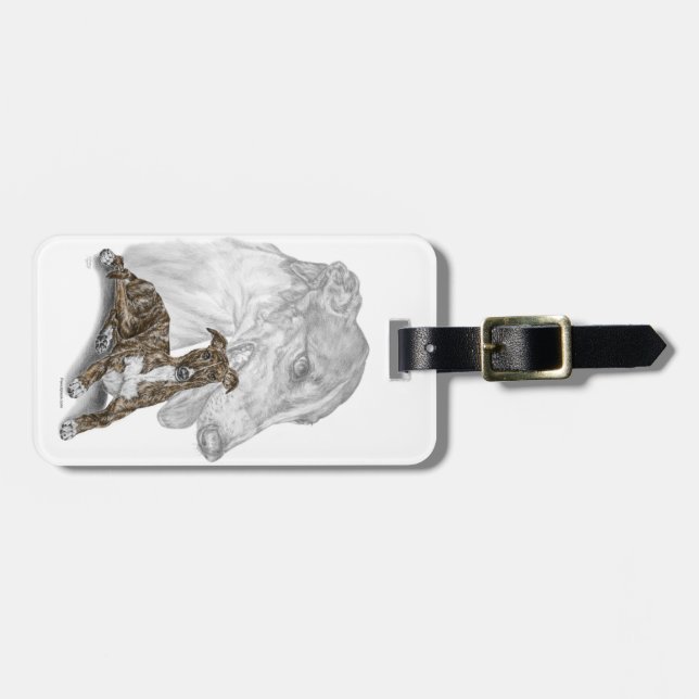 Brindle Greyhound Dog Art Luggage Tag (Front Horizontal)