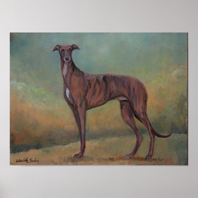 Brindle Greyhound Dog Art Poster (Front)