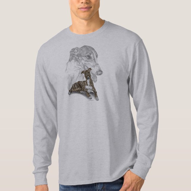 Brindle Greyhound Dog Art T-Shirt (Front)
