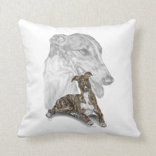 Brindle Greyhound Dog Art Throw Pillow