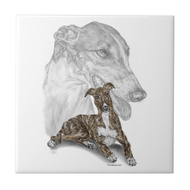 Brindle Greyhound Dog Art Tile (Front)