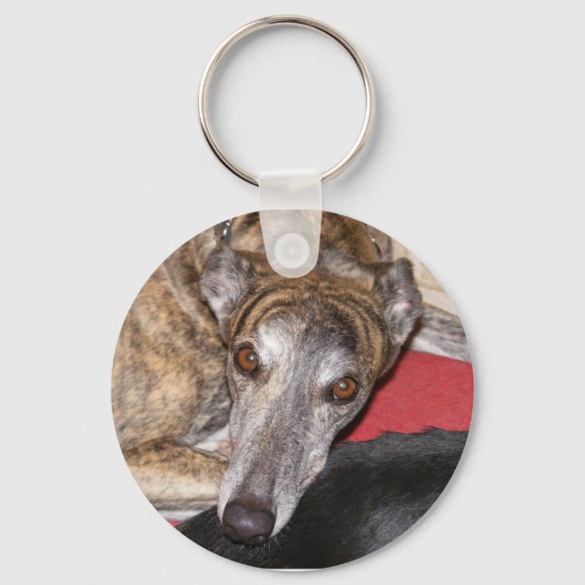 Brindle Greyhound Keychain (Front)