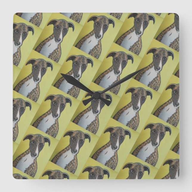 Brindle Greyhound Wall Clock (Front)